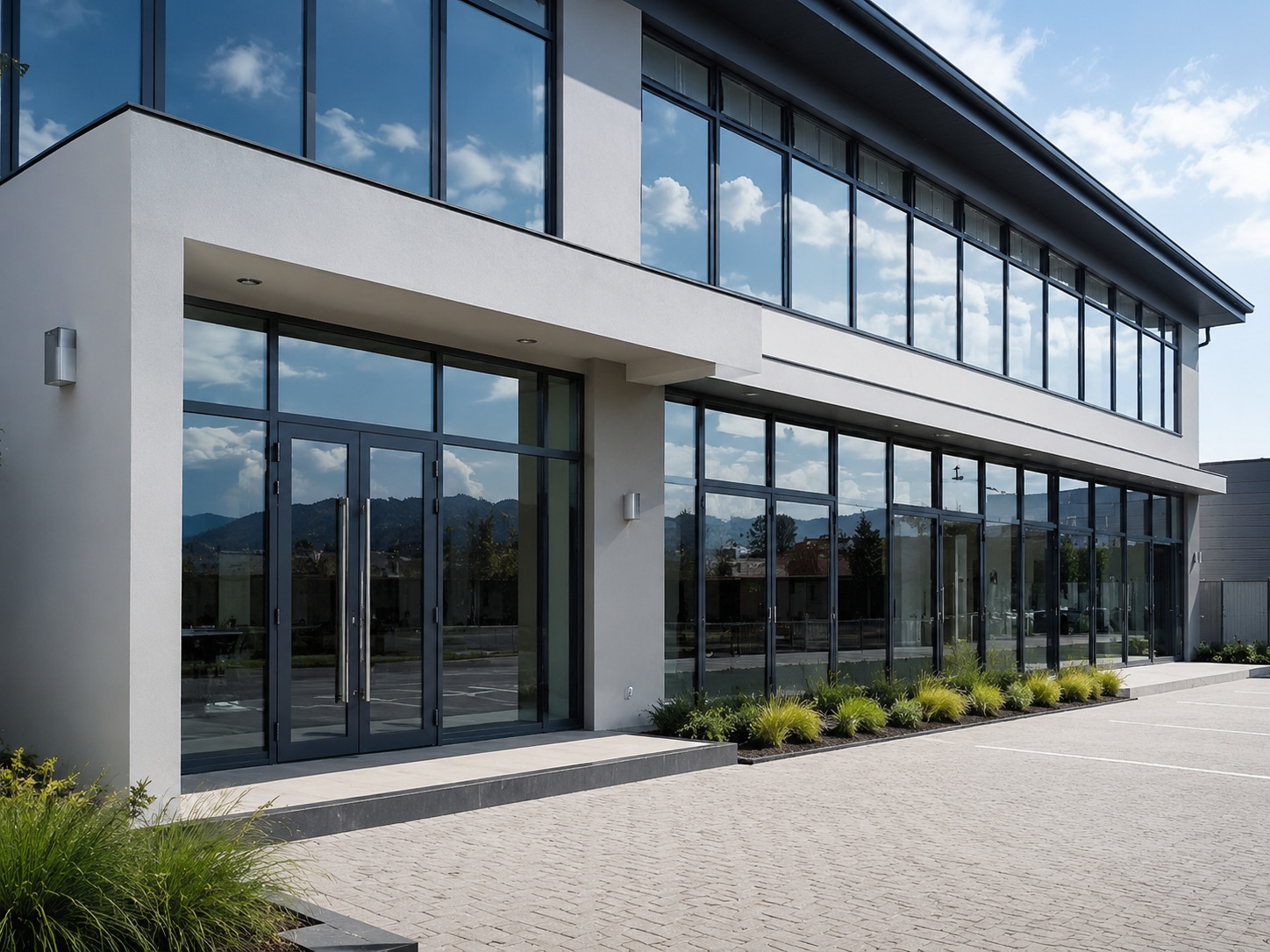 Completed aluminium sliding door installation